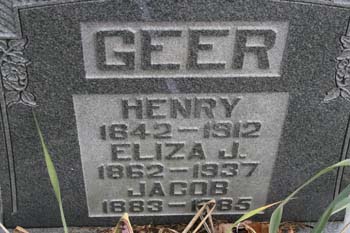 Henry Geer 1842-1912, Eliza J. Geer 1862-1937, Jacob Geer 1883-1885